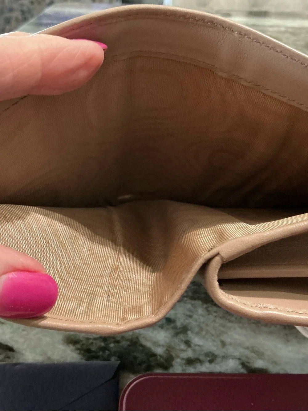 Prada Nude Saffiano Leather Zip-Around Wallet with Bow